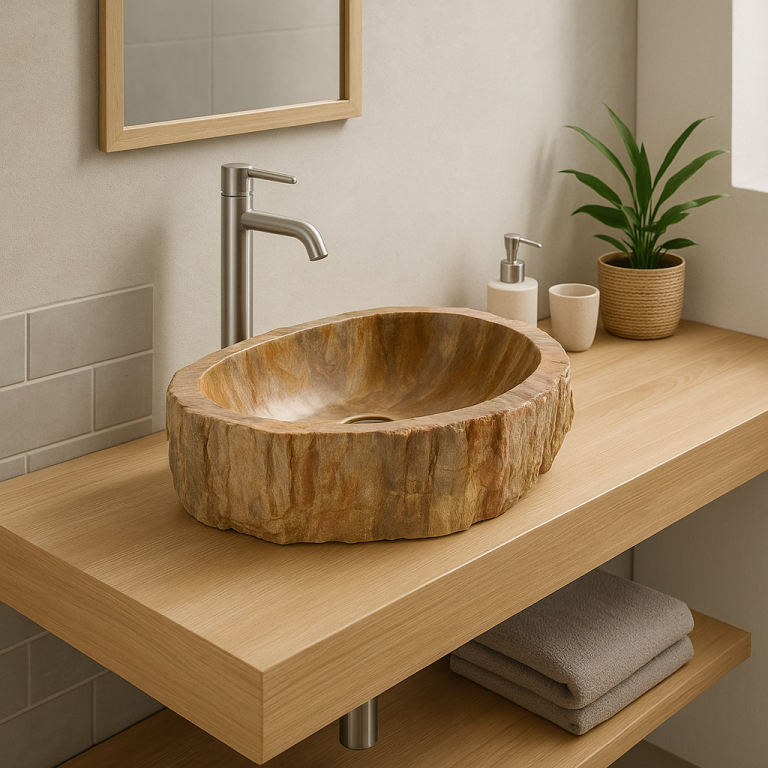 Umyvadlo z přírodního kamene FOSSIL DIVERO - malé