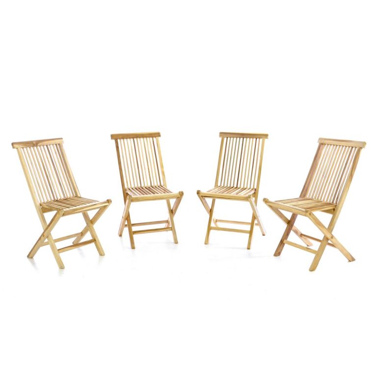 Skládací židle z týkového dřeva DIVERO, 4 kusy