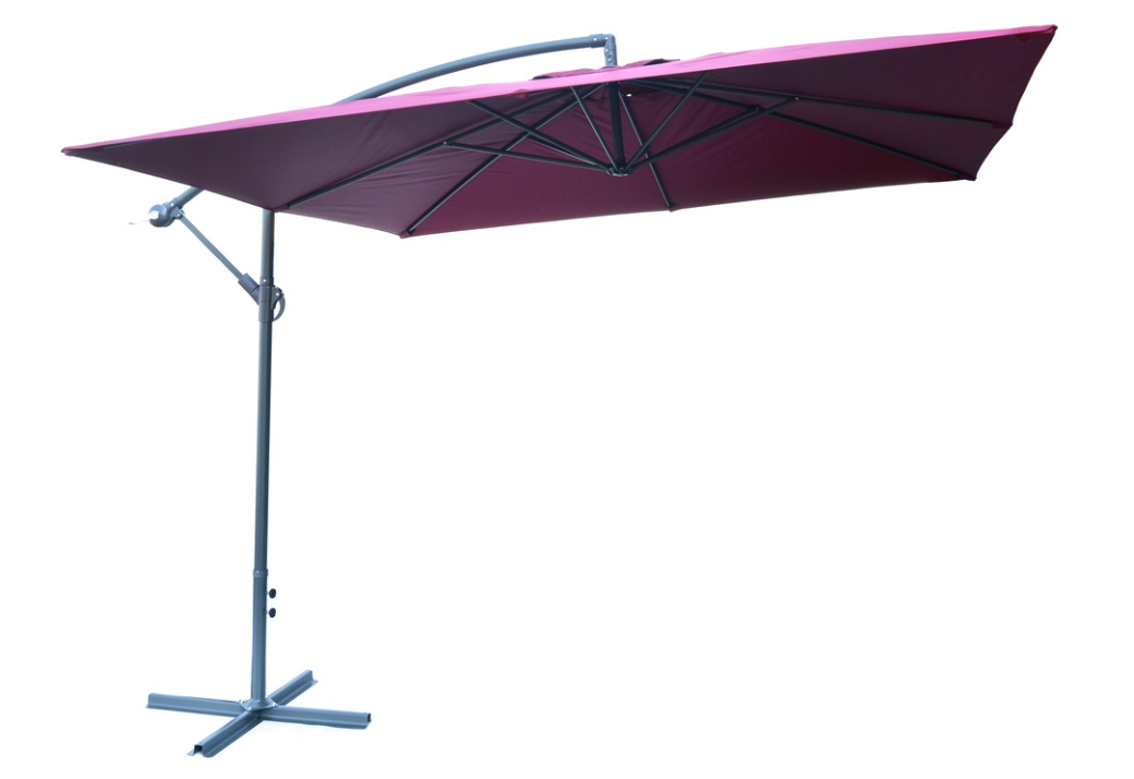 Čtvercový slunečník kovový - bordó 270 x 270 cm