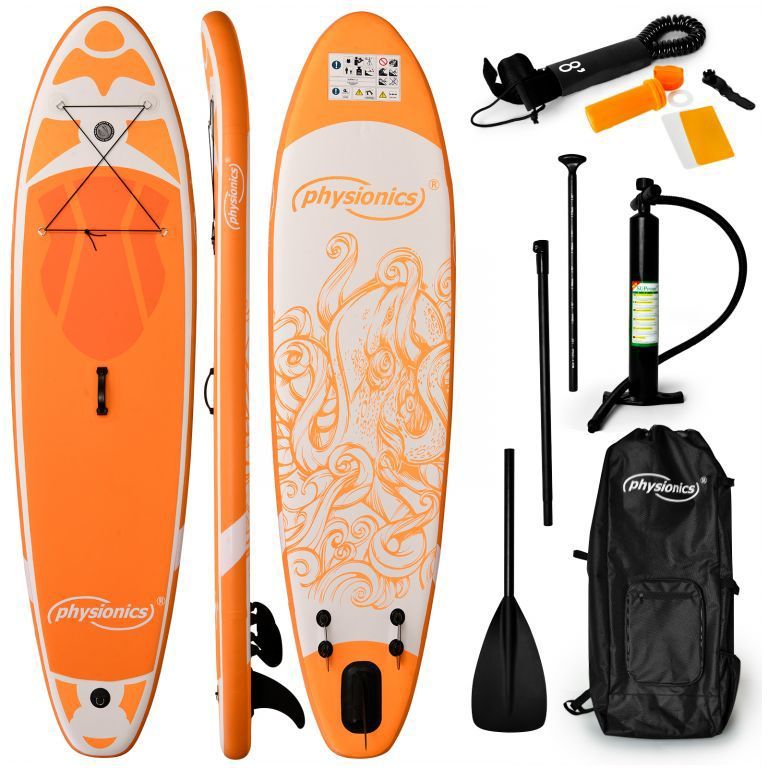 Physionics Nafukovací paddleboard, 320 x 80 x 15 cm, oranžová