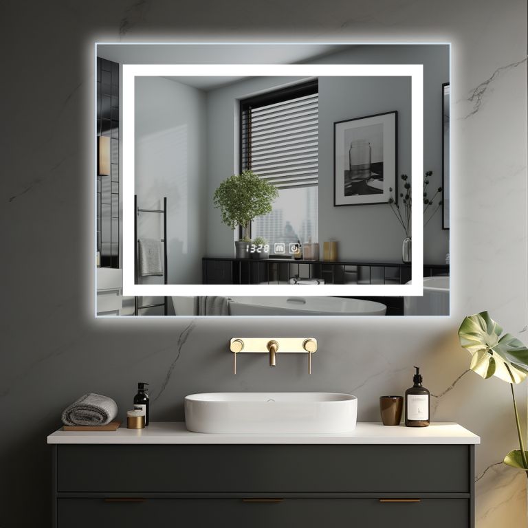 IREDA Koupelnové LED zrcadlo s osvětlením, 90 x 70 cm